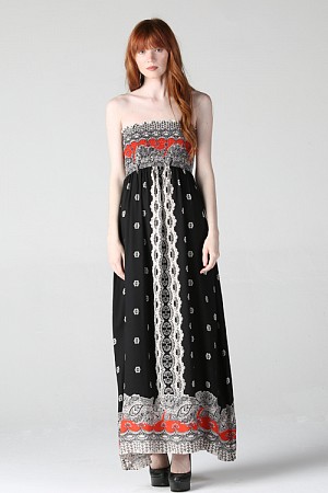 PRINTED SMOCKED TUBE MAXI DRES ... PRINTED SMOCKED TUBE MAXI DRES ...